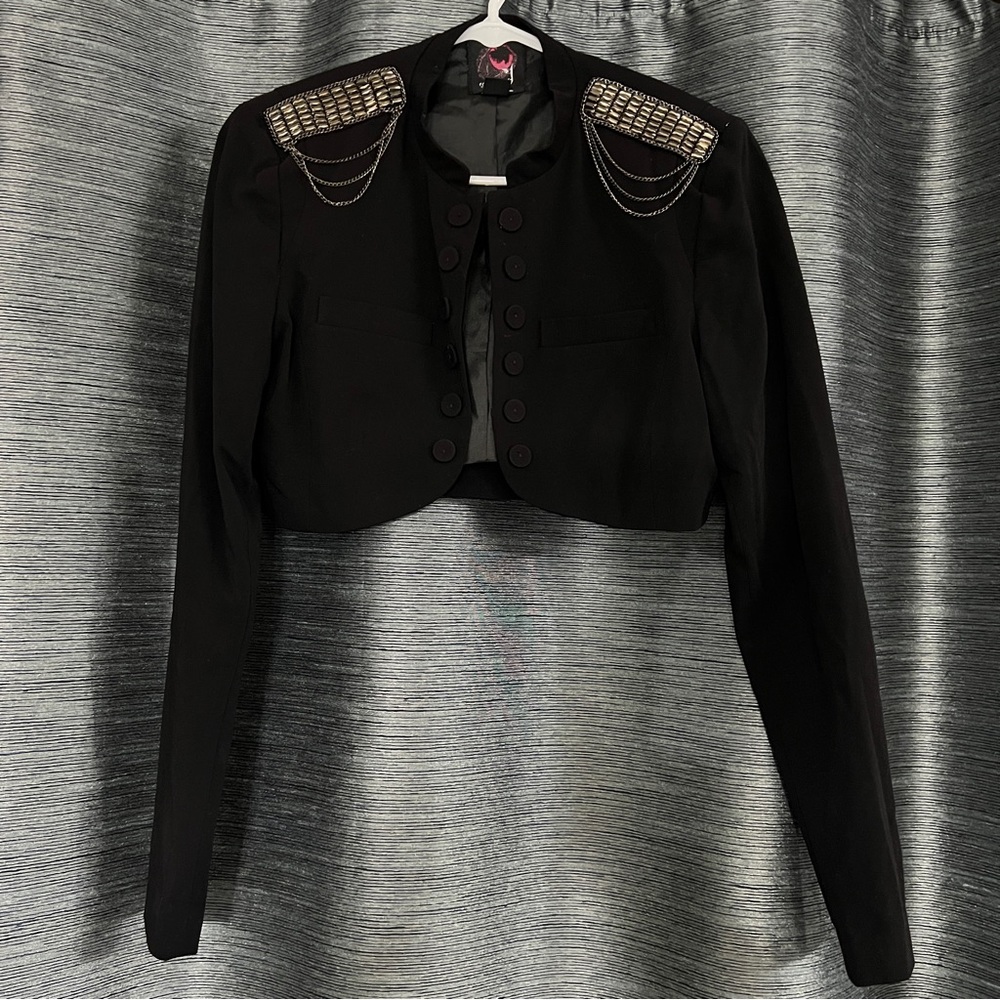 Forever 21 - Cropped Blazer - Shoulder Pads and Beading - Size Medium